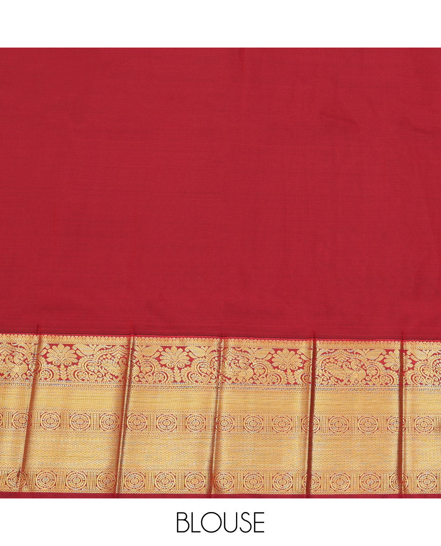 Blue Budget Silk Saree, Enthralled with Zari Buttas on Its Body, Complemented by a Contrast Traditional Zari Design Border, Grand Jaal Pallu, and Paired with a Contrast Blouse