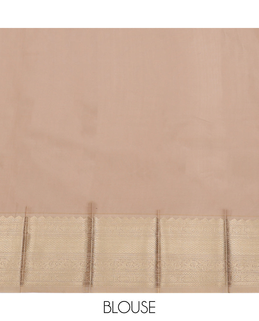Pale Blue Budget Silk Saree, Subtly Sparkled with Zari Buttas and Stripes, Complemented by Contrast Traditional Zari Border, Jaal Pallu, and a Contrast Blouse