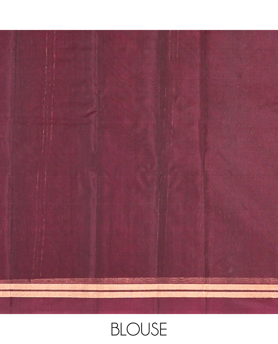 Brown Plain Silk Cotton Saree