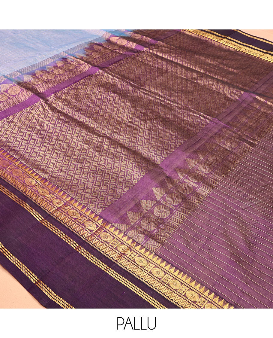 Blue Checks Kuppadam Silk Saree