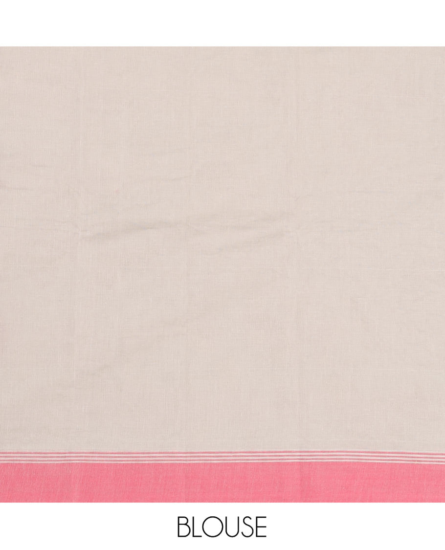 Grey Kanchi Cotton Saree, Bedecked with Buttas All Over Its Body, Complemented by a Contrast Border, Pallu of Jaal Design, and Paired with a Matching Blouse