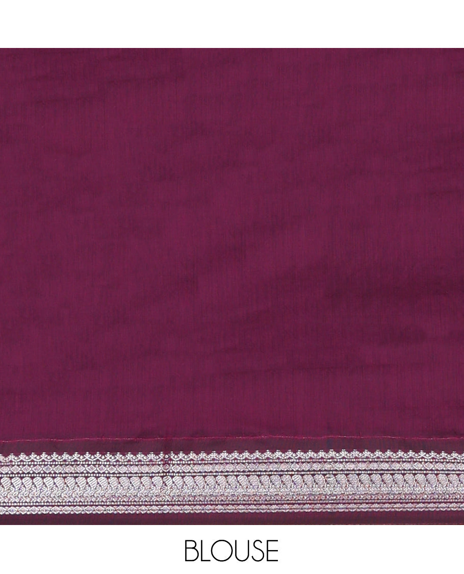 Blue Kalyani Cotton Saree, Woven with Zari Buttas, Complemented by a Contrast Traditional Border, Traditional Pallu, and a Contrast Blouse