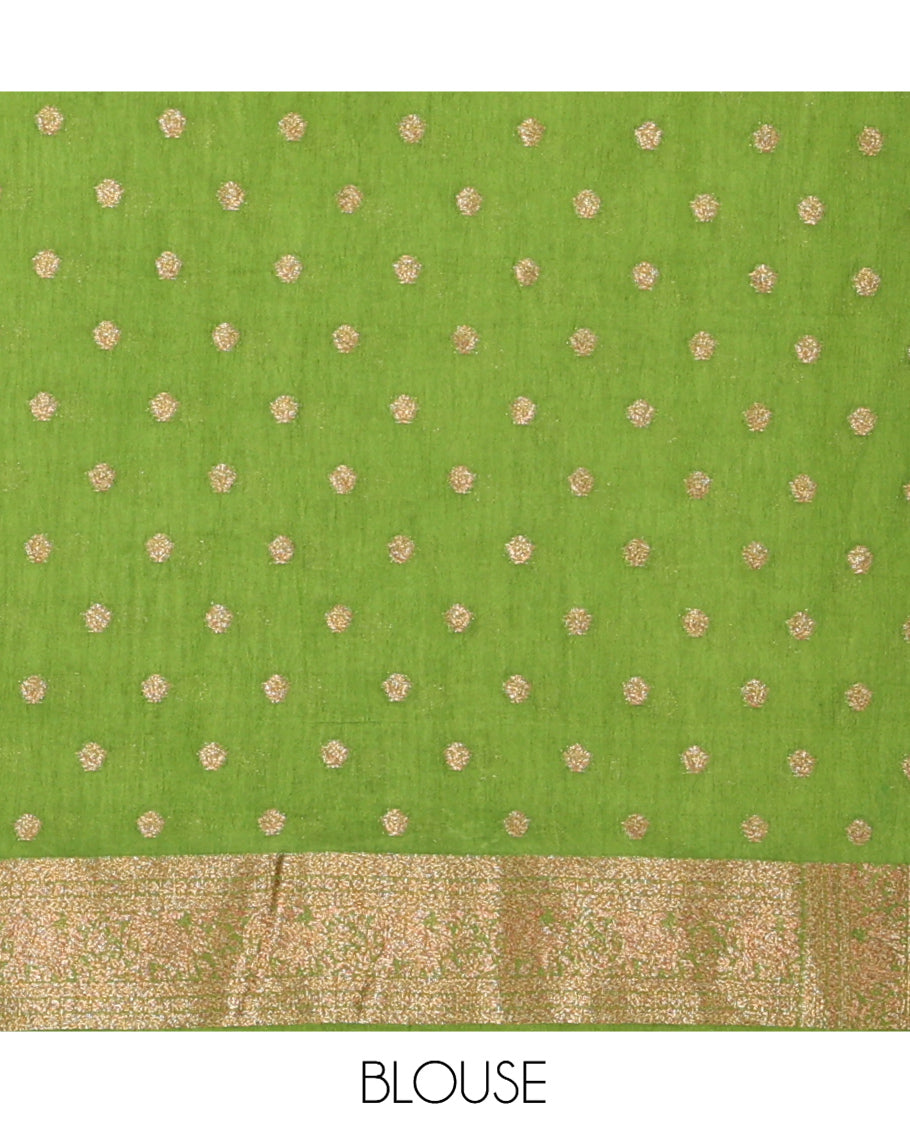 Leaf Green Fancy Crepe Saree