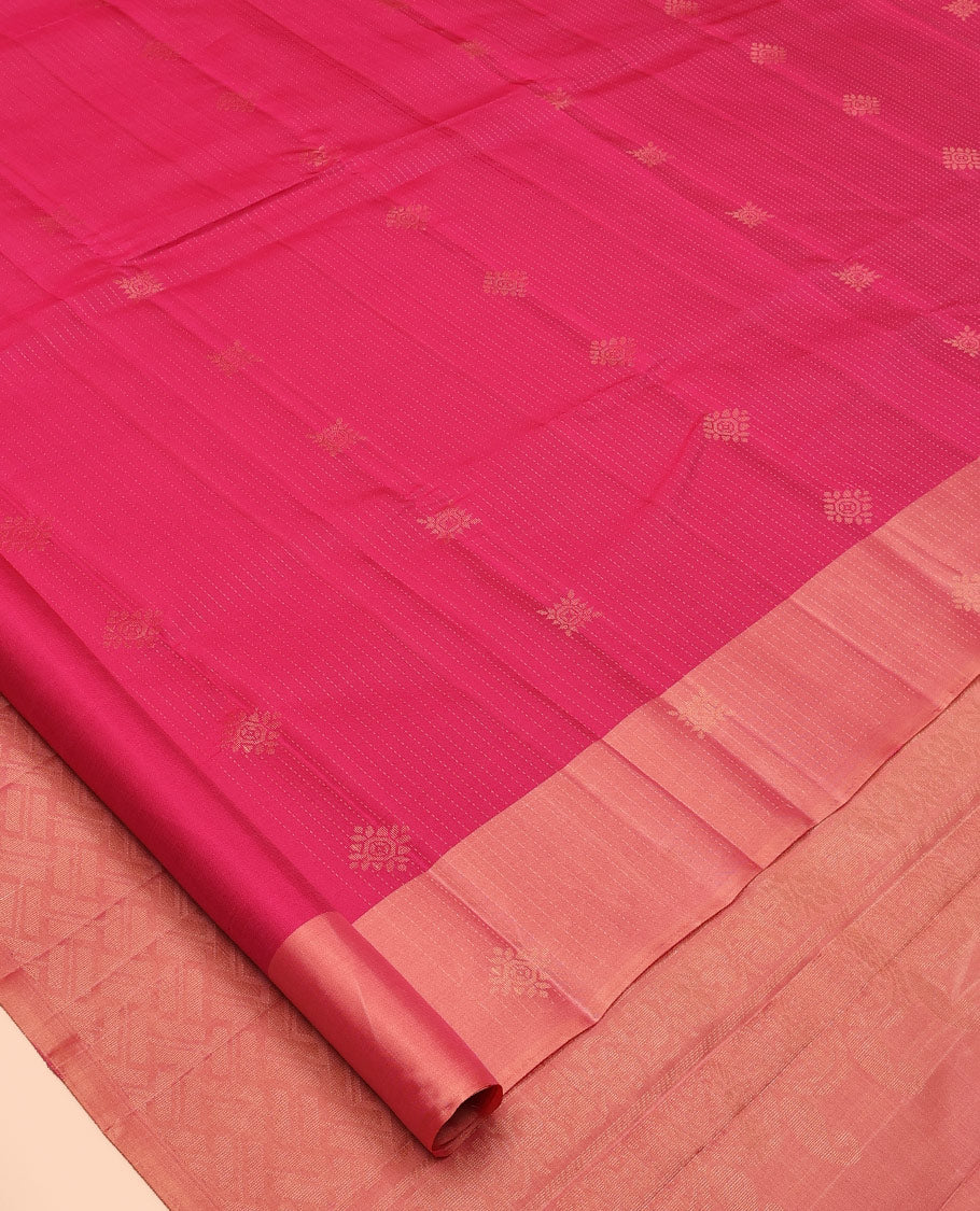 Pink Buttas and Stripes Mayuri Lite Silk Mix Saree