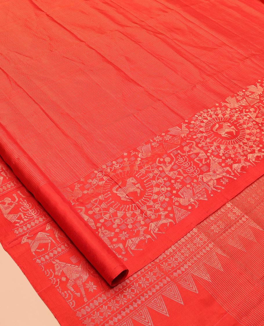 Orange Mayuri Soft Silk Saree