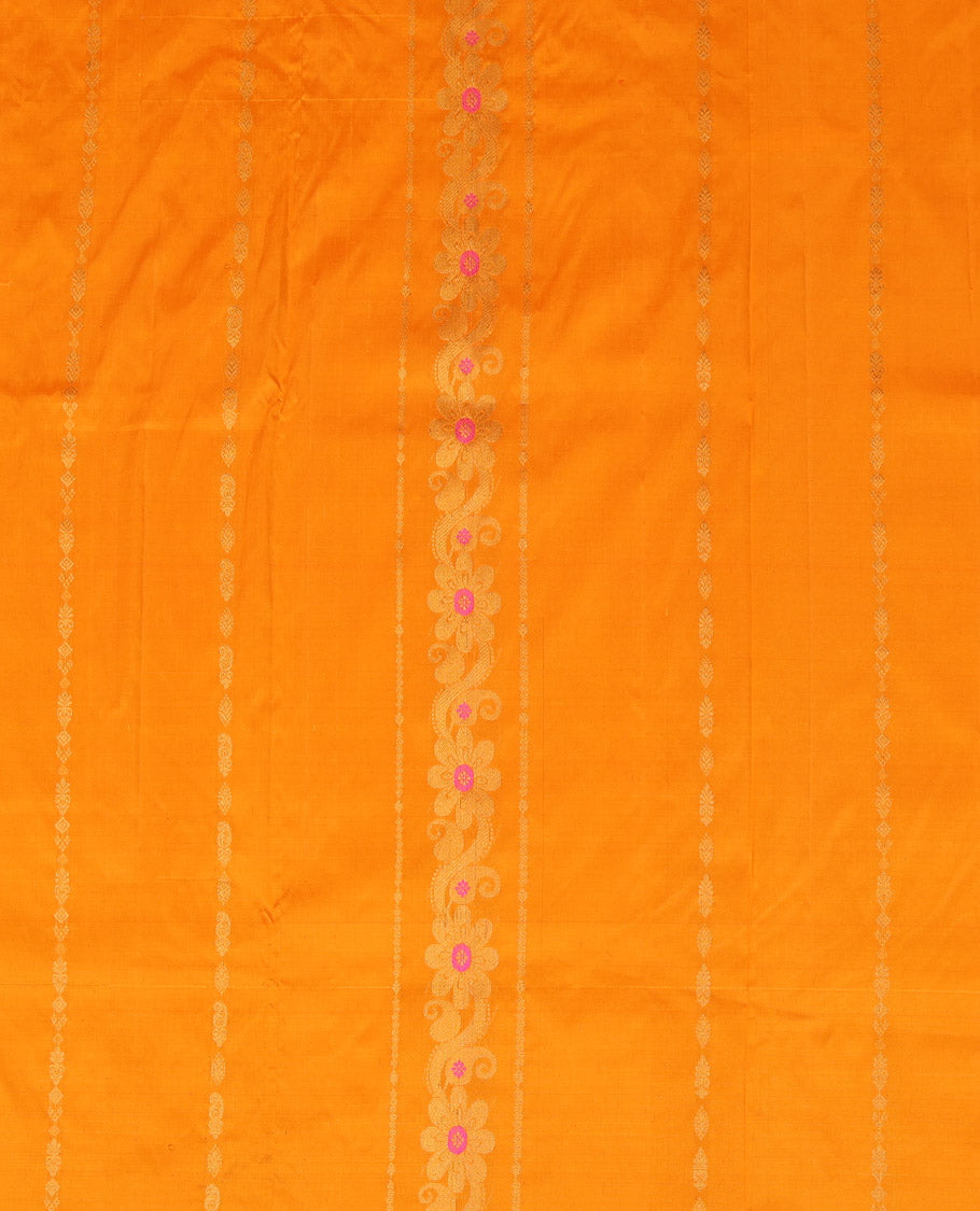 Orange Pure Silk Navarathna Pavadai Material Set