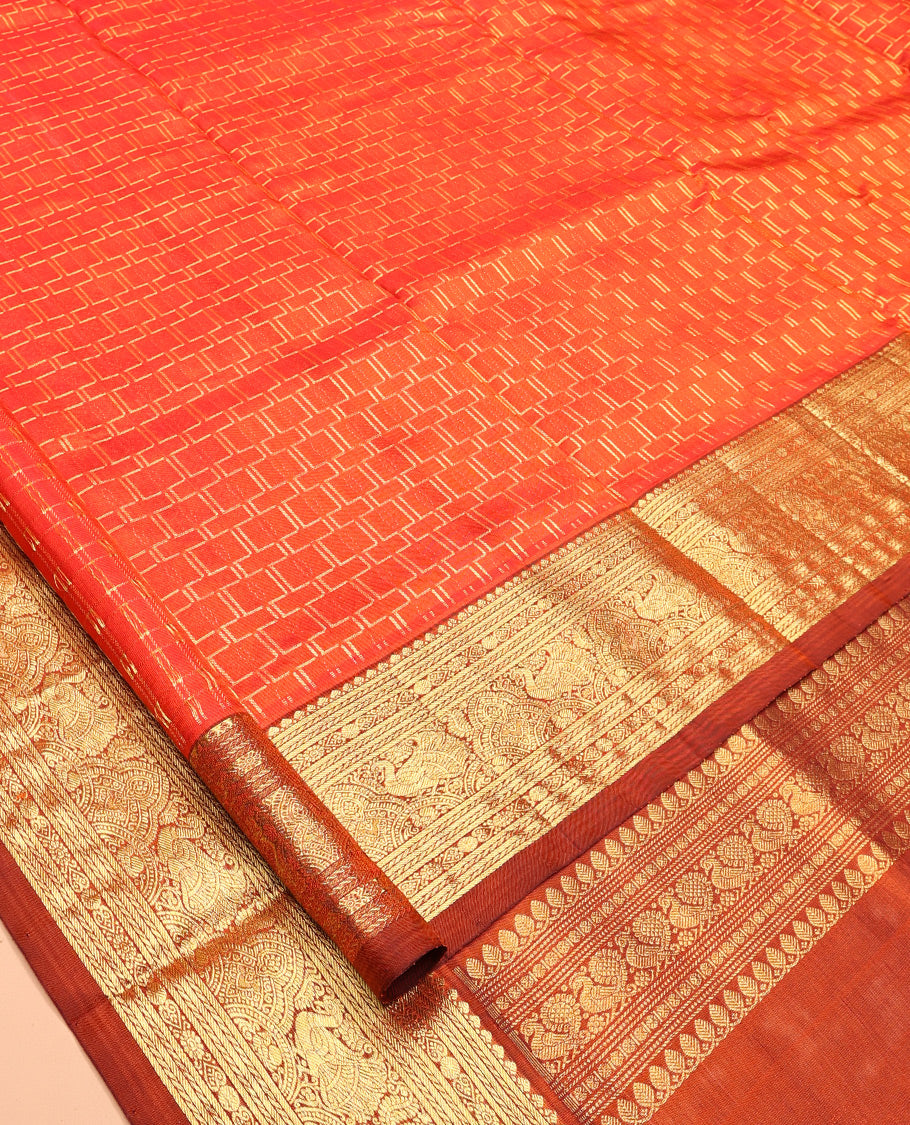 Orange Venkatagiri Silk Saree