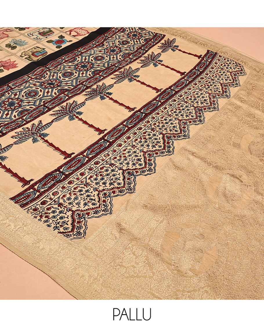 Sandal Modal Checks Silk Saree