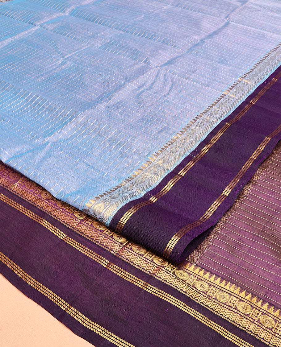 Blue Checks Kuppadam Silk Saree