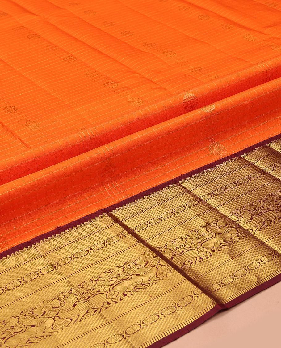 Orange Pure-Silk Half-Saree