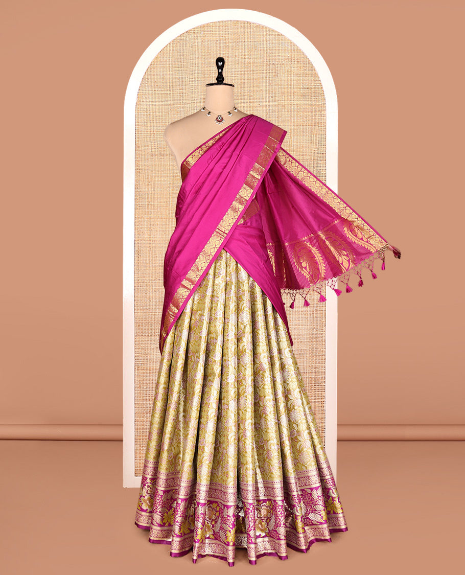 Green Art Silk Half-Saree