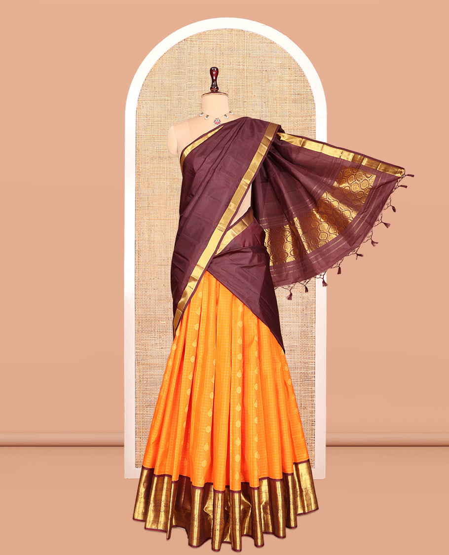 Orange Pure-Silk Half-Saree