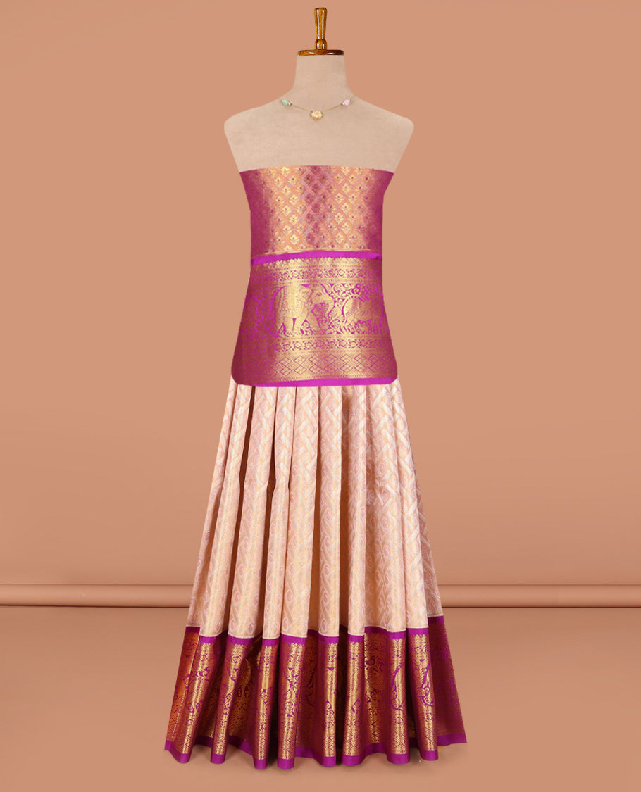 Sandal Pure Silk Navarathna Pavadai Material Set