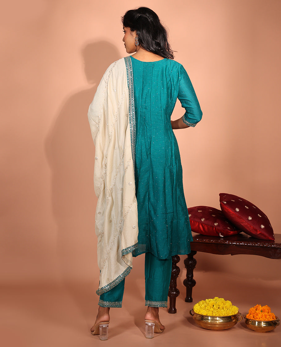 Blue Vichitra Readymade Suit