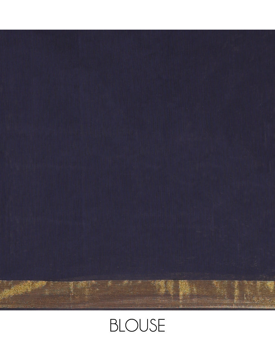 Navy Blue Jute Cotton Saree