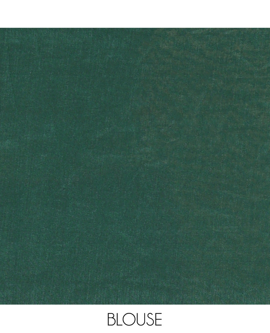 Borderless Bottle Green Vichitra Silk Saree, Gleamed Up with Sequin Work on Its Body, Highlighted by a Self-Pallu of Sequin Work, and Paired with a Matching Blouse