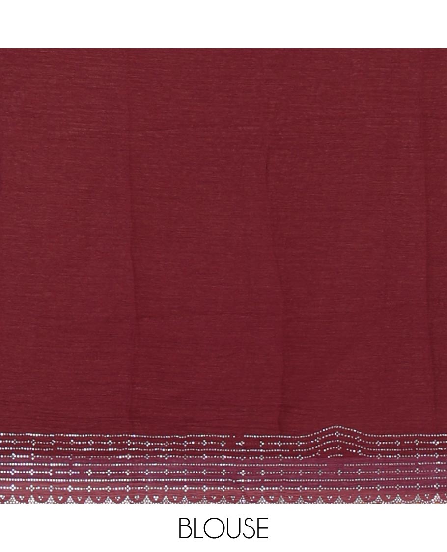 Mehendi green Swarovski crystal stonework Fendy chiffon saree,scallop stonework border & contrast purple stonework blouse