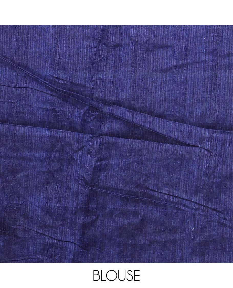 White Ikkat deisgn printed jute tussar silk saree , blue contrast border , ikkat design printed pallu