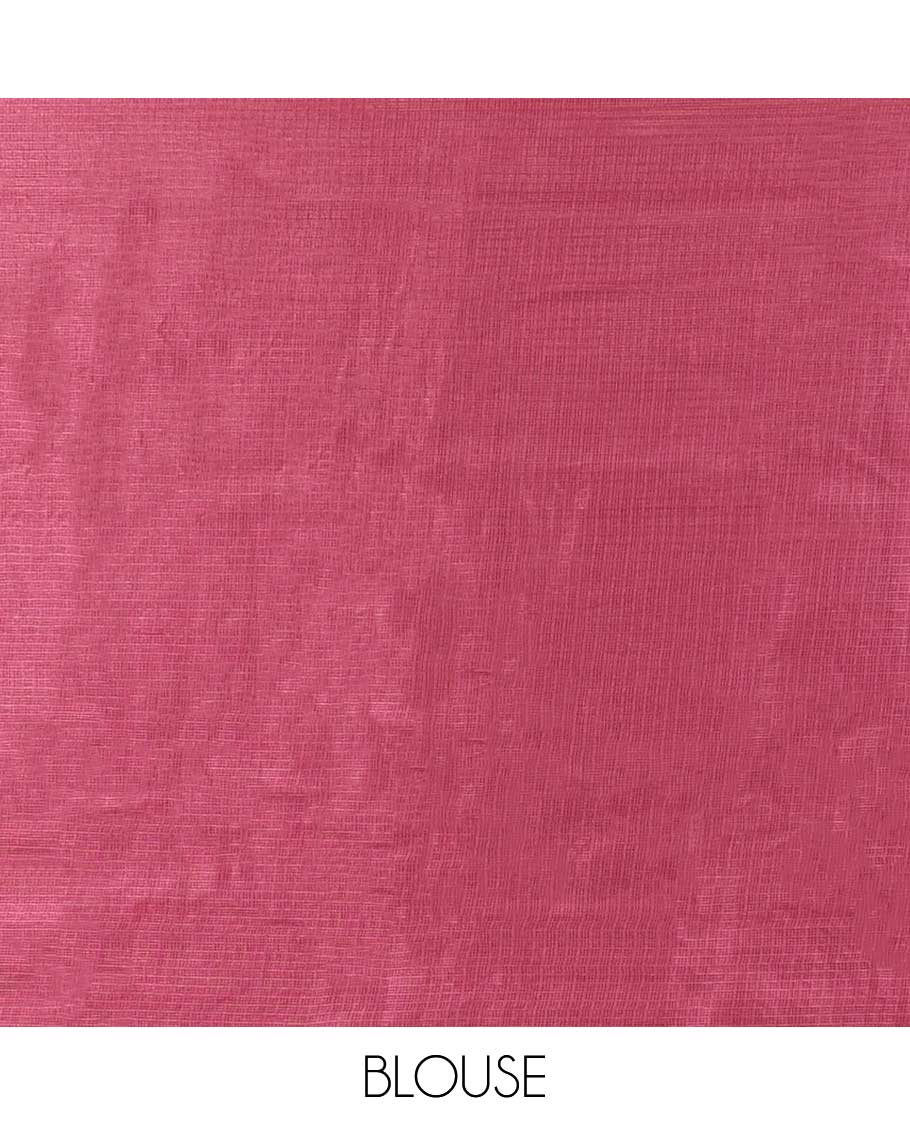 Onion pink allover lucknowi chikankari design kotta checks saree with running blouse