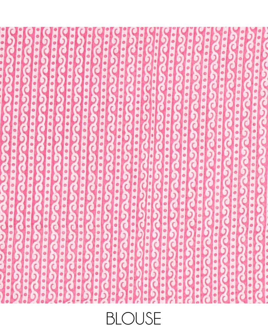Black-Rani Pink Linen Cotton Saree