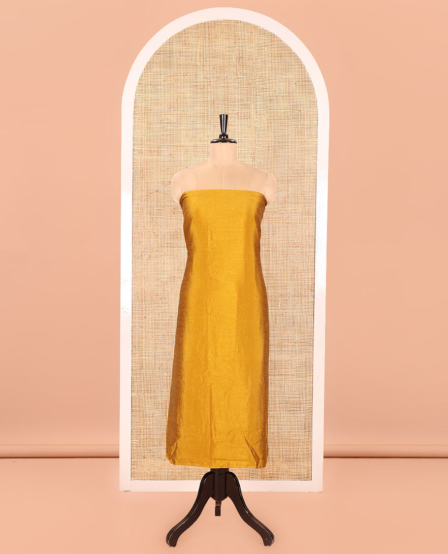 Mustard Vichitra Silk Material Churidar Set, Subtly Made Plain Top, a Plain Santoon Bottom, and Paired with a Vichitra Silk Bandhani Dot Enclosed Checked Dupatta
