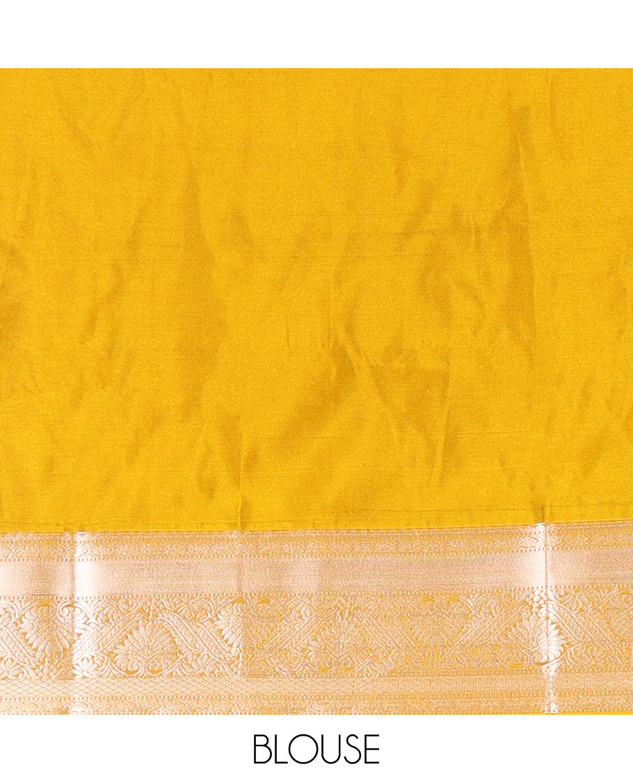 Bottle Green Semi-Soft Silk Saree, Detailed with Zari Buttas All Over Its Body, Complemented by a Contrast Traditional Zari Design Border, Intricately Designed Pallu, and Paired with a Contrast Blouse