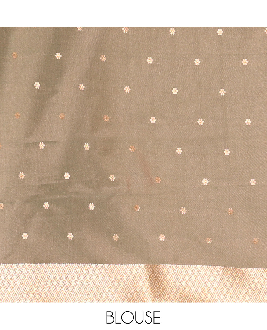 Mehenti Satin Silk Saree, Adorned with Warli Motif Print, Highlighted by Warli Printed Zari Border, Warli-Village Palllu, and a Matching Blouse