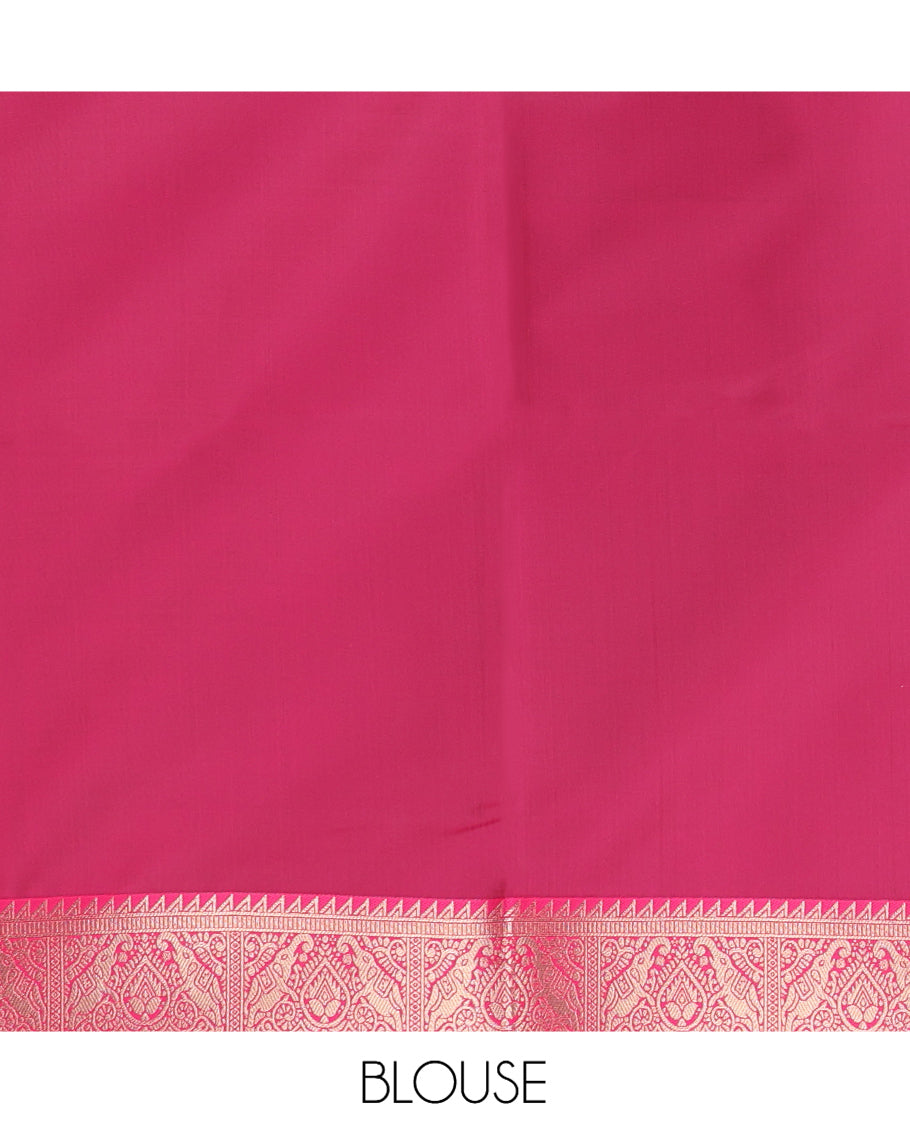 Purple Fancy Soft Silk Saree, Ornamented with Zari Buttas, Complemented by Contrast Zari Traditional Border, Grand Pallu, and a Contrast Blouse