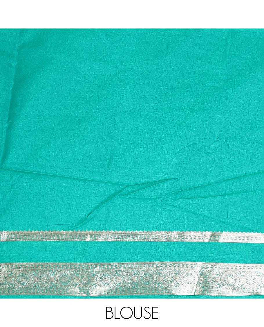 Pink zari butta semi soft silk saree with rettai pettu, diamond border grand pallu along with plain blouse