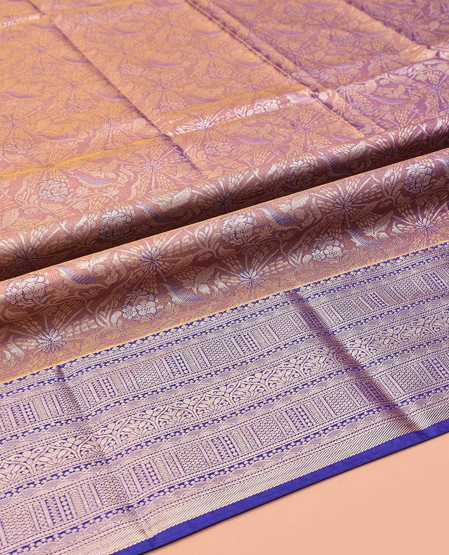 Brown Dual-Tone Art Silk Half-Saree, Spotlighted with Jacquard Design, Contrast Traditional Zari Border, and Paired with a Matching Blouse