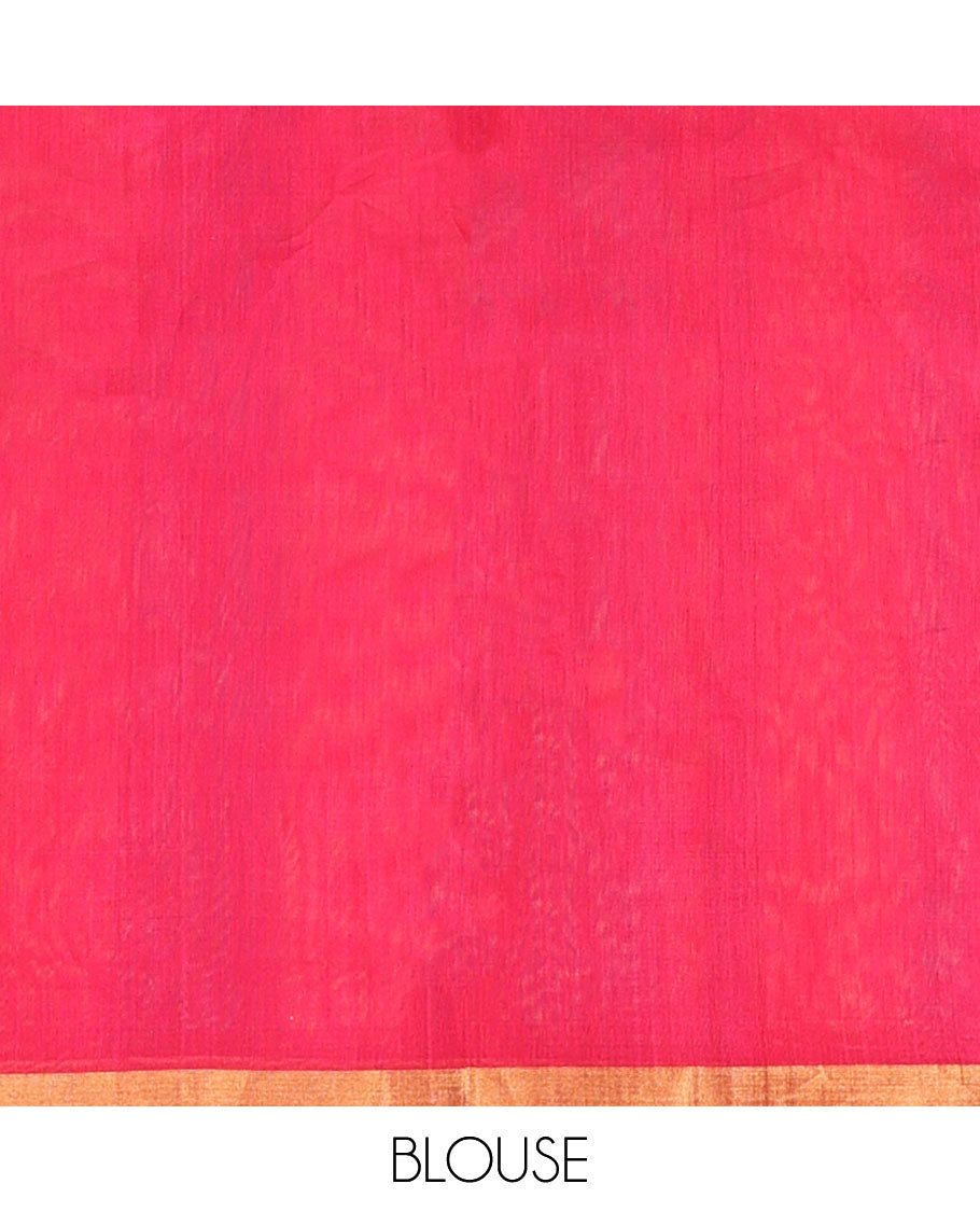Multi-color striped silk cotton saree with contrast zari border & jaal design pallu