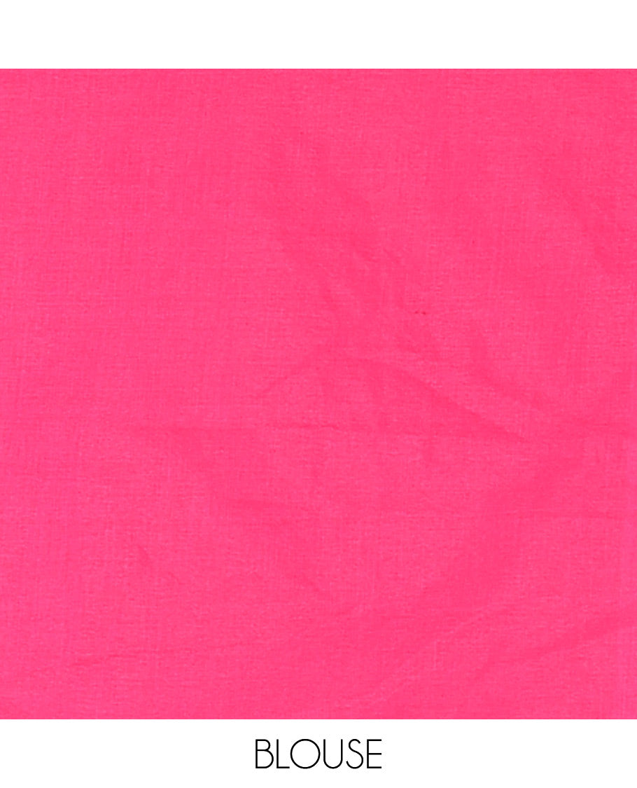 Borderless Rani Pink Mul Cotton Saree, Subtly Sparkled With Big Sequins Work On Its Body, a Self-Pallu and Paired with a Matching Blouse
