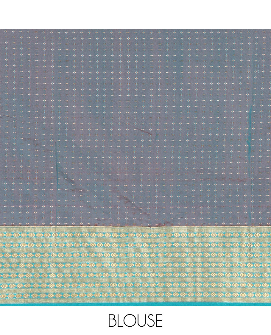 Rani pink thread butta all over body semi soft silk , contrast traditional border , contrast lining chit pallu