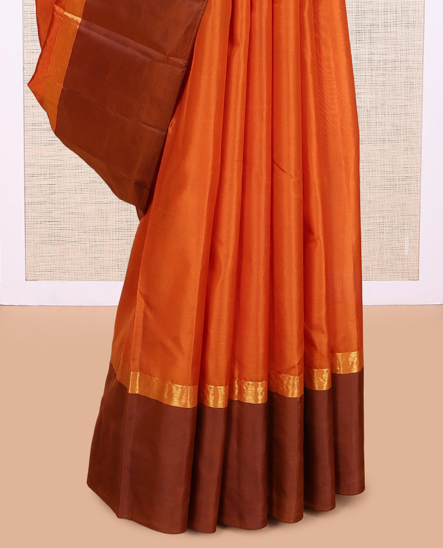 Orange Zari Buttas Kanchipuram Silk Saree