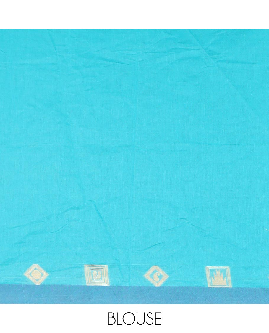 Maroon Coimbatore Cotton Saree, Richly Detailed with Traditional Stripes All Over Its Body, Subtly Bordered with Geometric Patterns, Complemented by Pallu of Jaal Designs, and Paired with a Contrast Blouse