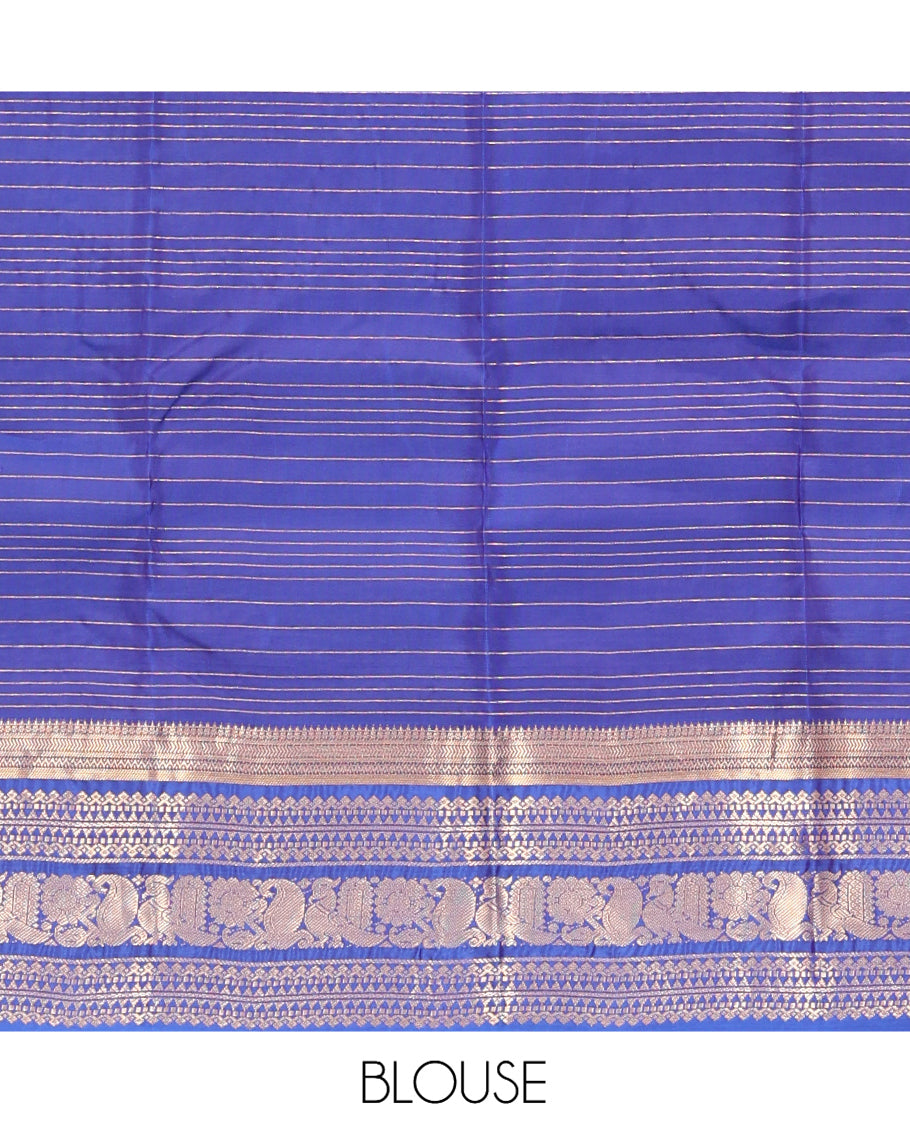 Green Vasundhara Lite Silk Mix Saree, Beautified with Zari Buttas and Checks, a Contrast Border of Kathir, Neli, Rekku, Thilakam Mokku, Manga, and Mayil Designs, Grand Pallu, and a Contrast Blouse
