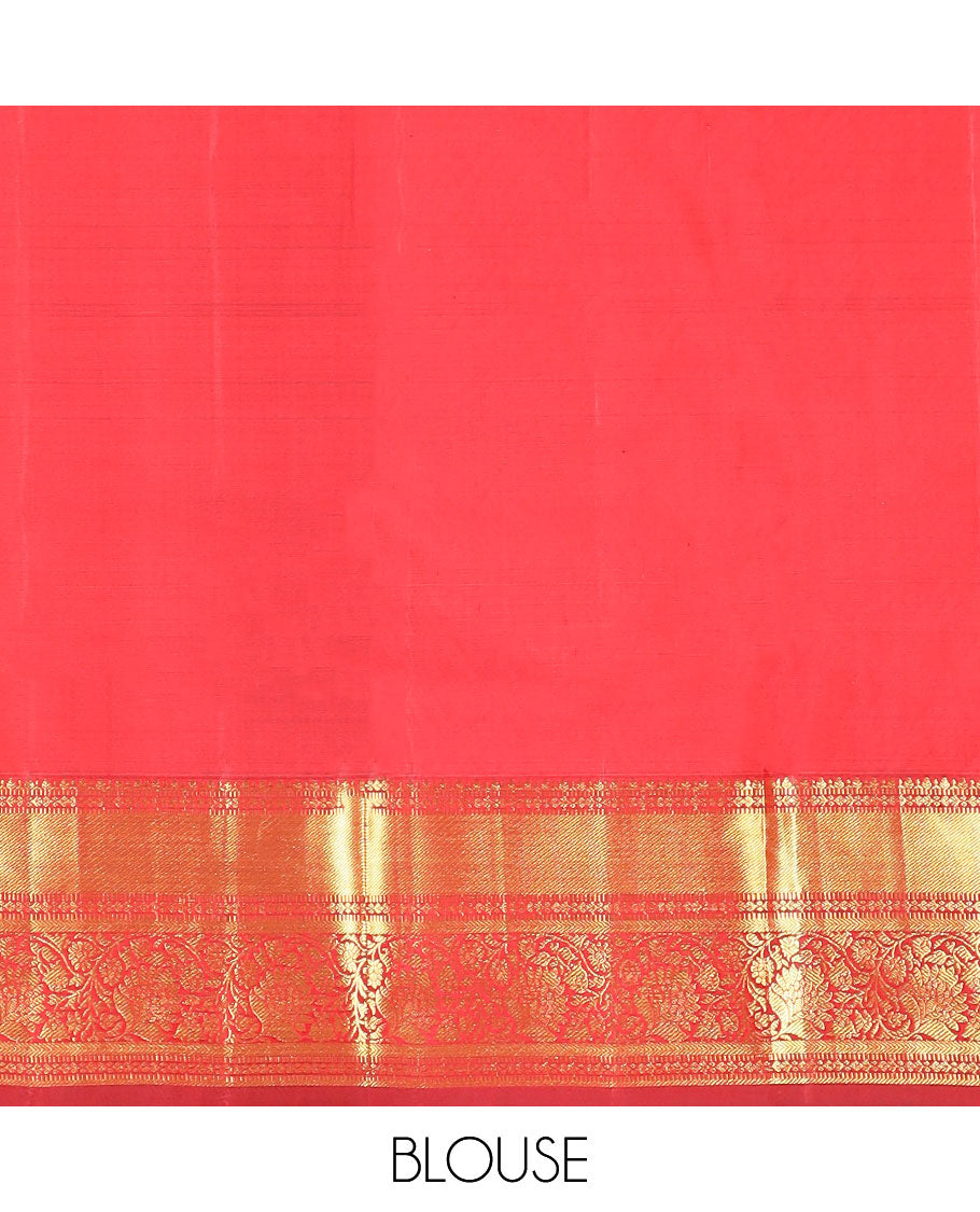 Brown ogee design kancheepuram silk saree with self border of muthu, banaras, kodi visiry design & zari design pallu