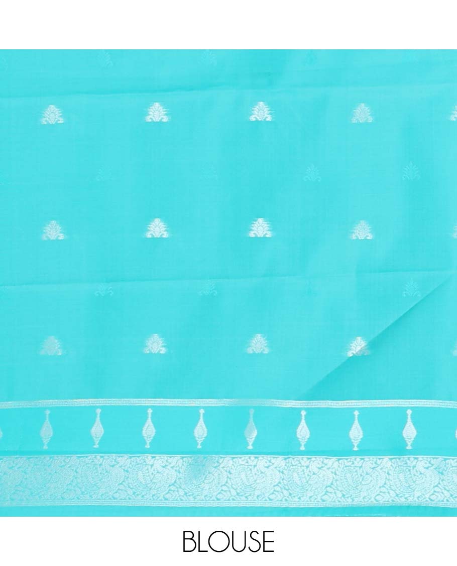 Lemon yellow floral jacquard litchi silk saree with contrast zari design border &floral jaal design pallu