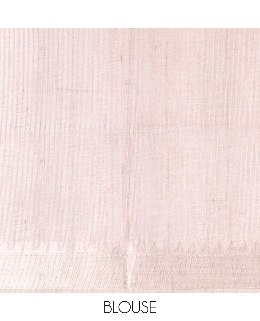 Violet with cream all-over printed design semi khicha tussar saree with gold zari jacquard border & purejute weaving pallu along with plain blouse
