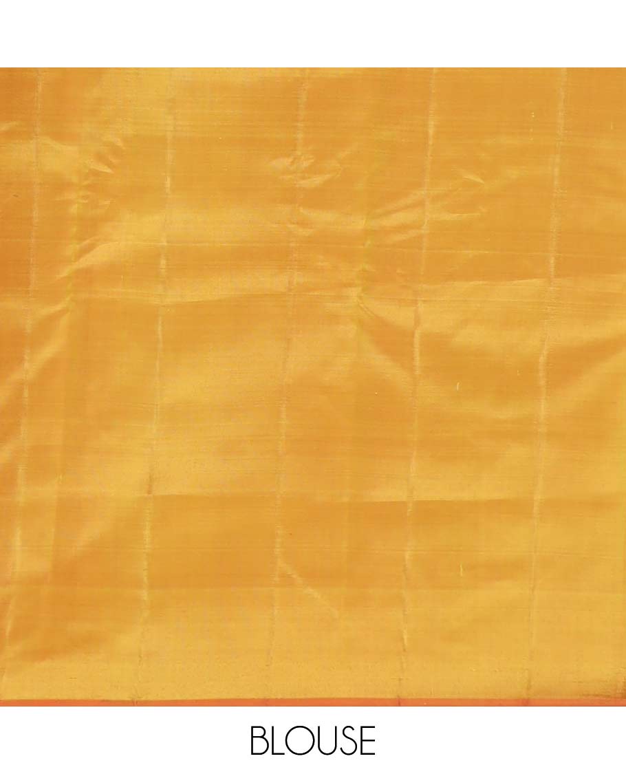 Yellow floral buttas kancheepuram silk saree with contrast zari design border & intricate zari design pallu