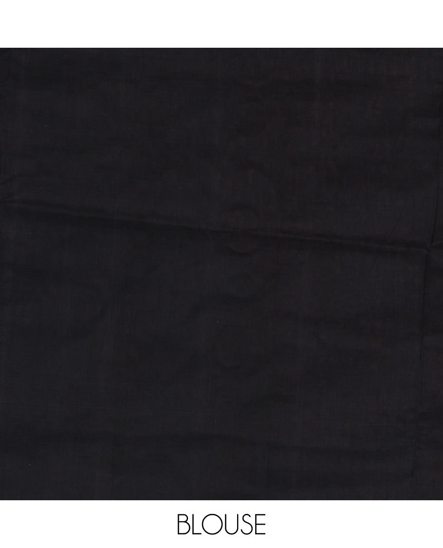 Half white jaal design ikkat cotton saree, contrast plain ganga jamuna border, ikkat jaal pallu, and contrast plain blouse