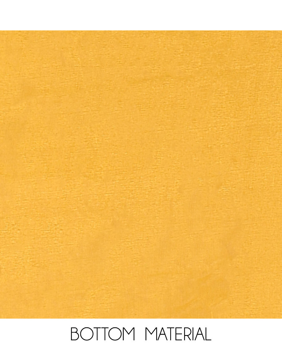 Mustard Vichitra Silk Material Churidar Set, Subtly Made Plain Top, a Plain Santoon Bottom, and Paired with a Vichitra Silk Bandhani Dot Enclosed Checked Dupatta