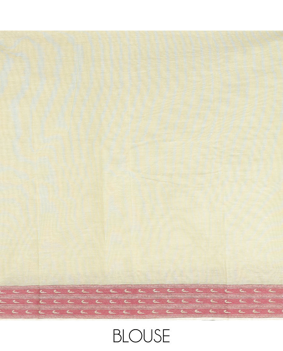 Mint green triangle design kanchi cotton saree with contrast floral design border & floral design pallu