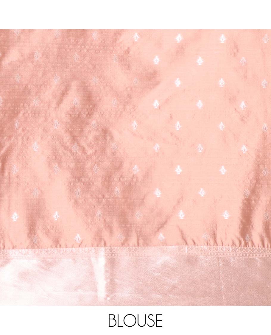 Gold with pink fancy zari weaving design litchi silk saree with contrast jacquard border & weaving rich pallu along with butta zari design blouse
