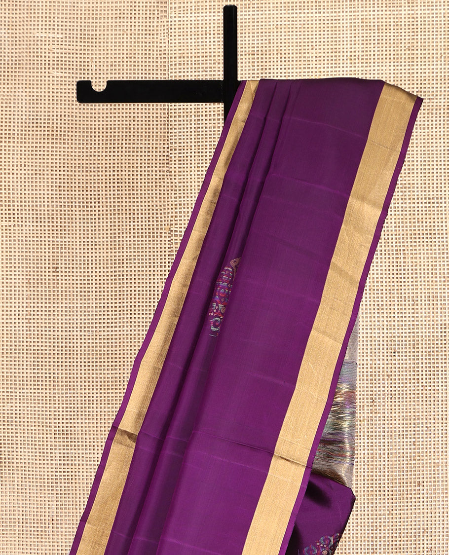 Purple Mayuri Lite Silk Mix Saree, Spotlighted with Zari Buttas, a Subtle Zari Piping Border, Contrast Intricate Pallu and a Contrast Blouse