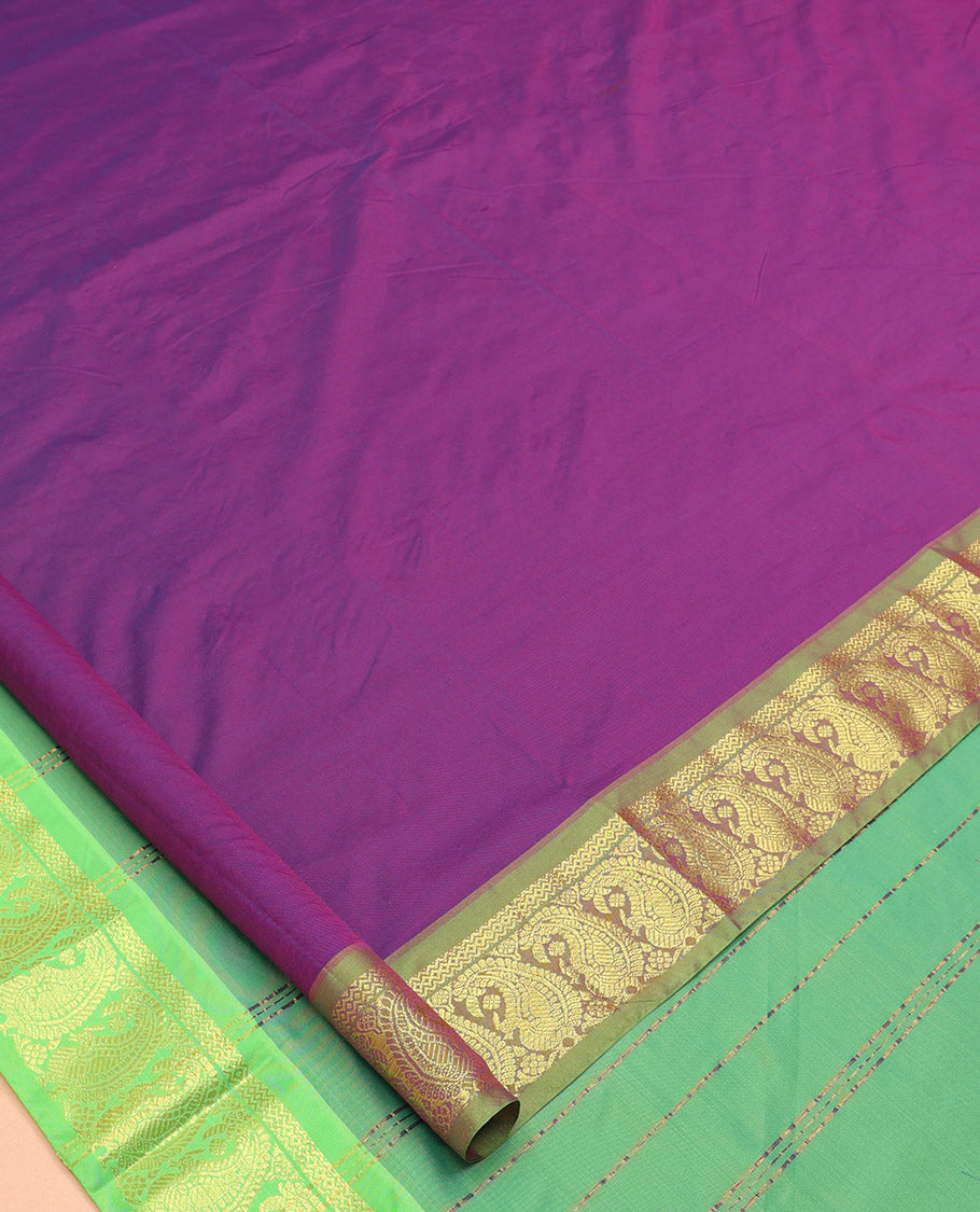 Purple Plain Ten-Yard Art Silk Saree