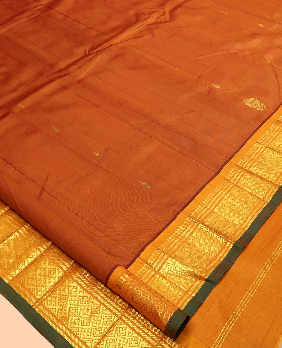 Orange Zari Butta Kanchipuram Silk Saree