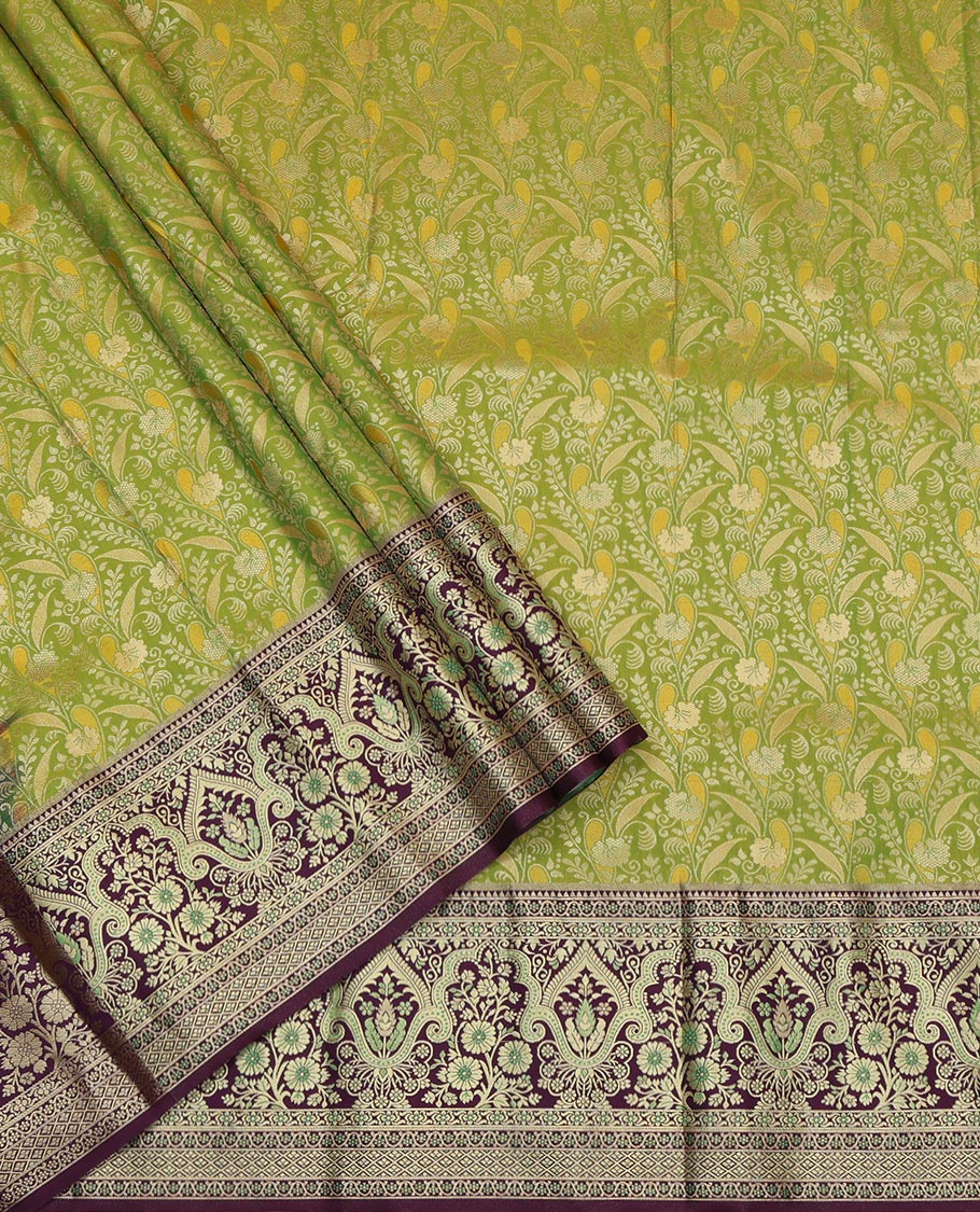Green Art Silk Pavadai Material Set