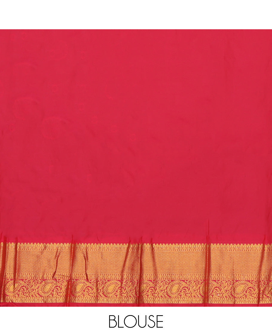 Blue Budget Silk Saree, Ornamented with Zari Buttas, a Contrast Traditional Zari Border, Grand Pallu, and a Contrast Blouse