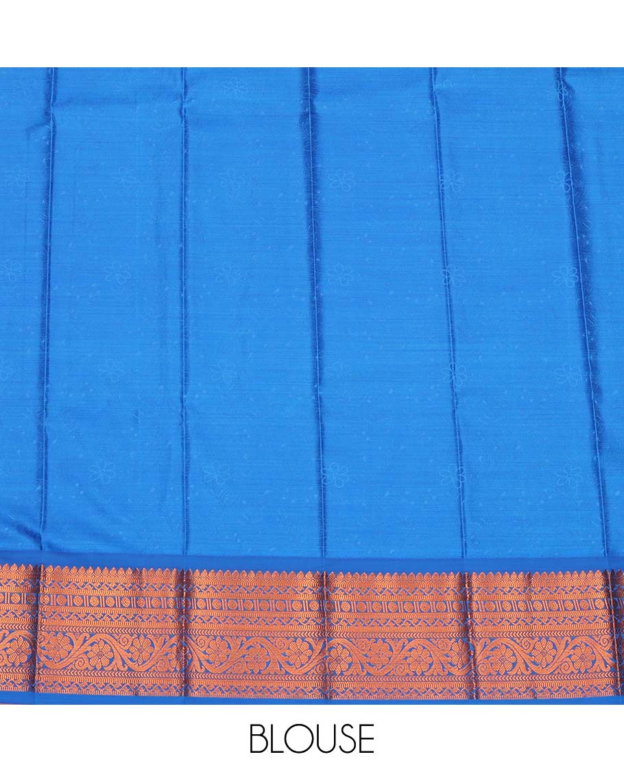 Pink Budget Silk Saree, Bedecked with Floral Vine Design, Complemented by Contrast Traditional Floral Creeper Zari Border, a Jaal Pallu and a Contrast Blouse